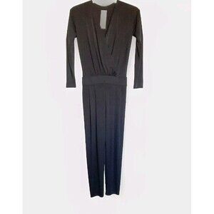 Bespoke Gorgeous Couture Made UK Black Stretch VNeck Wrap Dressy Jumpsuit Romper